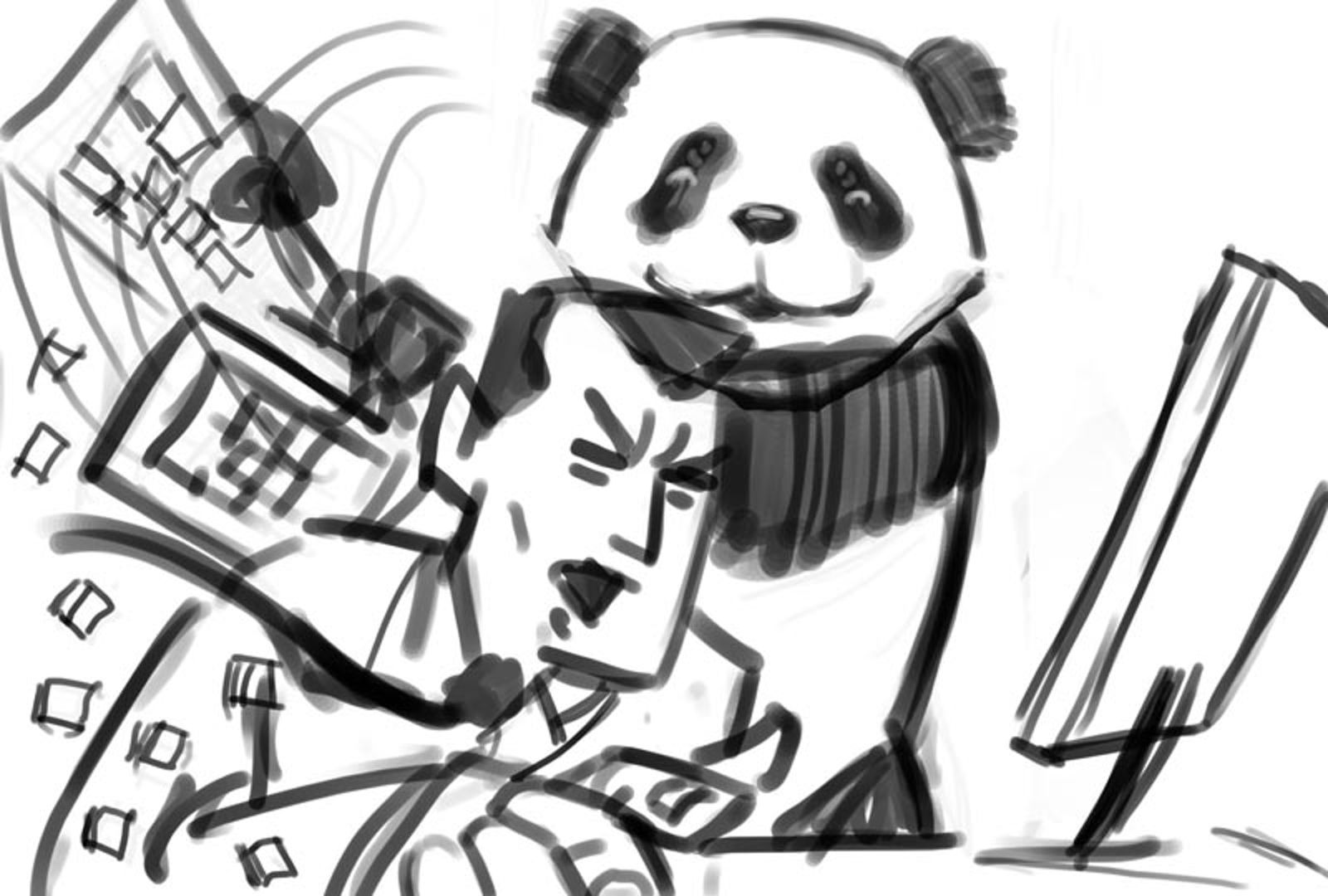 panda reflection painting